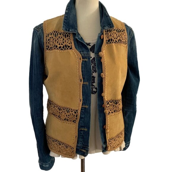 Vintage Jackets & Blazers - Vintage S.M.H. Suede Boho Vest w/Crochet Details